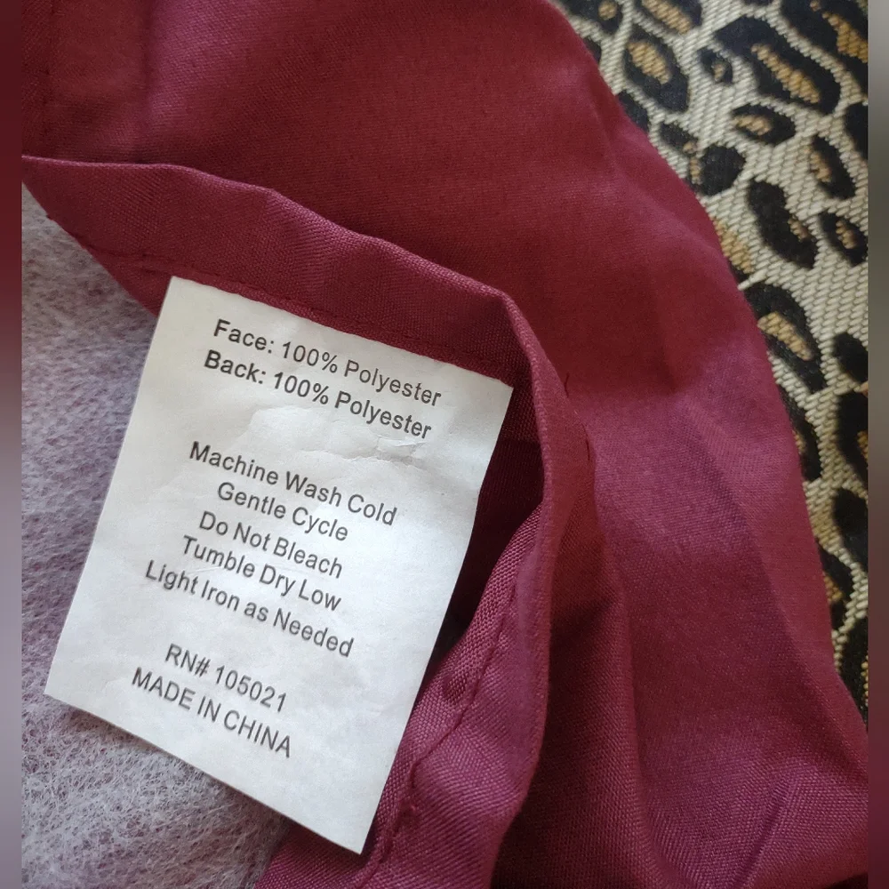 4 items Set embroidery leopard burgundy comforter bedskirt 2 pillow covers